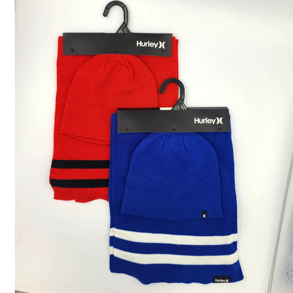 Hurley New York Beanie Winter Hat and Scarf Set Lot of 2 - Picture 1 of 4